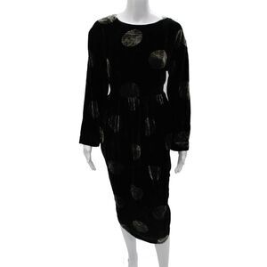 Bitte Kai Rand Women Sheath Dress Black Polka Dot Long Sleeve Viscose Size M